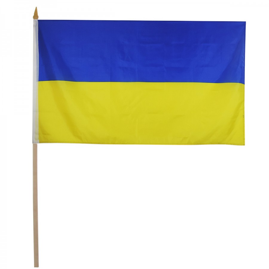 Vlajka Ukrajina s žrďou - mávacia, 45 x 30 cm