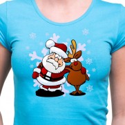 Vánoční tričko Santa a Sob dámské
