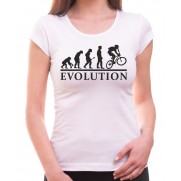 Tričko Evolúcia cyklistov dámske biele
