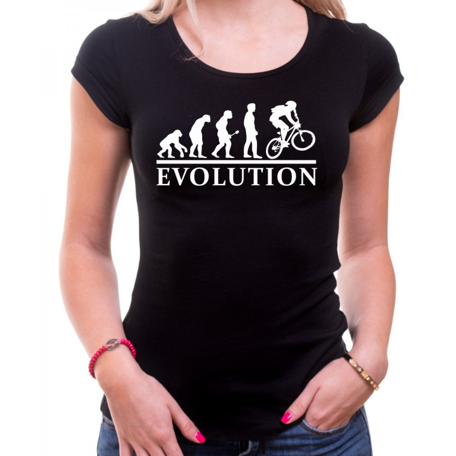 Tričko Evolúcia cyklistov dámske čierne