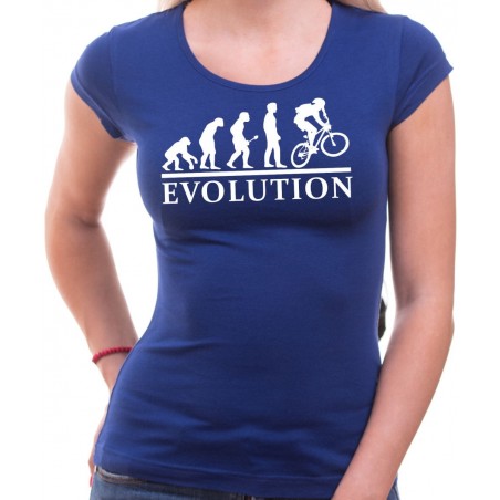 Tričko Evolúcia cyklistov dámske modré
