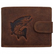 Kožená rybářská peněženka Pstruh, s přezkou