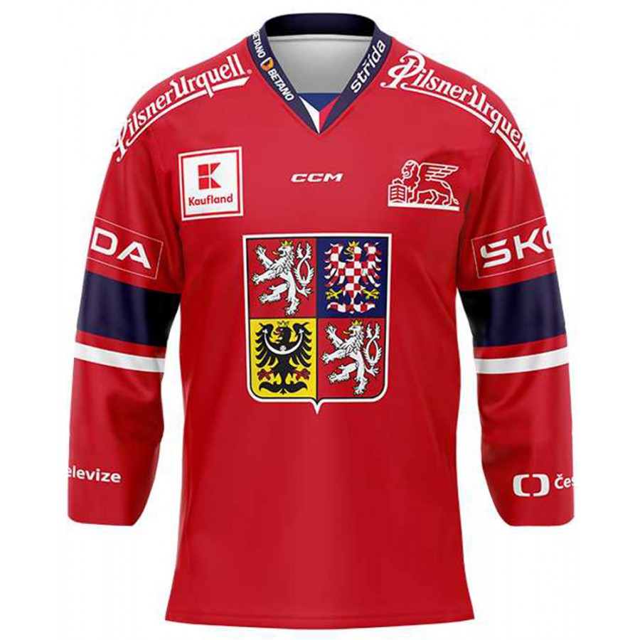 CCM EHT FANS hokejový dres ČR červený s logy sponzorů