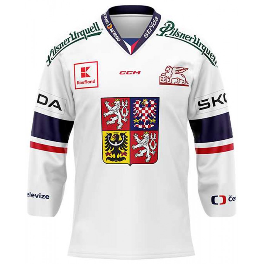 CCM EHT FANS hokejový dres ČR biely s logami sponzorov