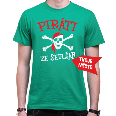 Vodácké tričko Piráti s názvem obce dětské - potisk