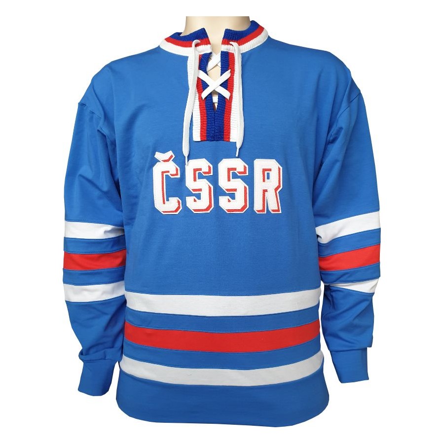 Hokejový retro dres ČSSR  1968 modrý - replika