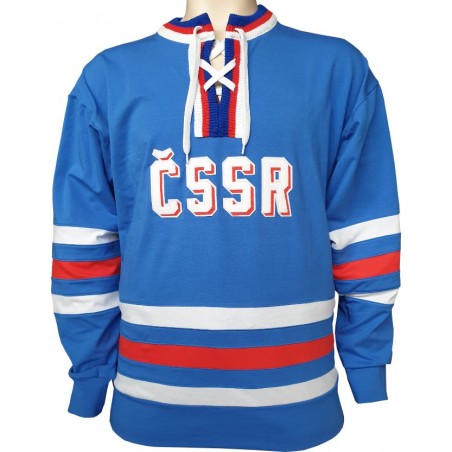 Hokejový retro dres ČSSR  1968 modrý - replika