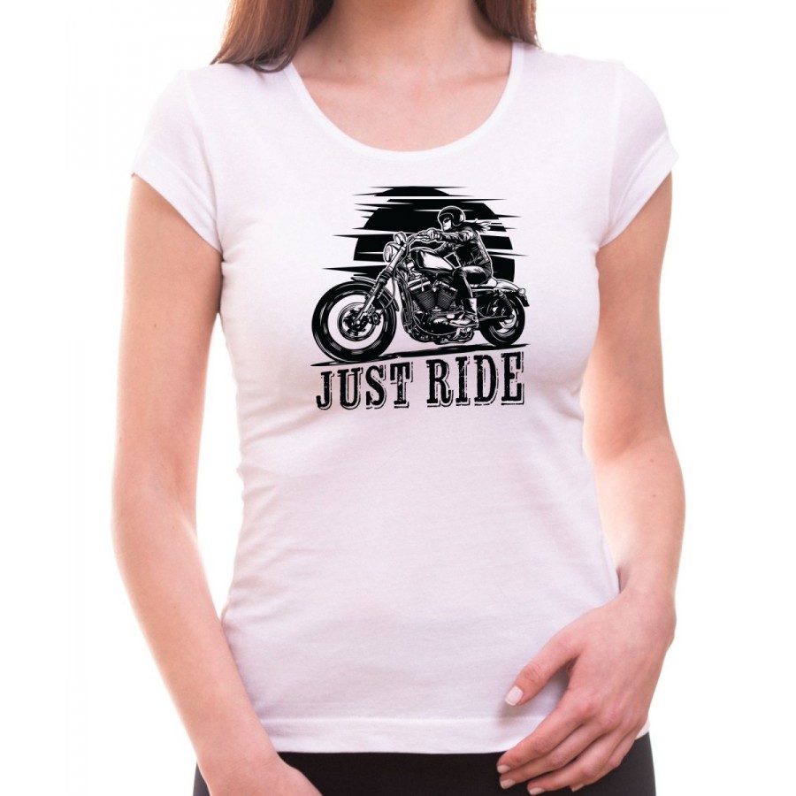 Motorkárske tričko Just Ride biele