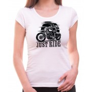 Motorkárske tričko Just Ride biele