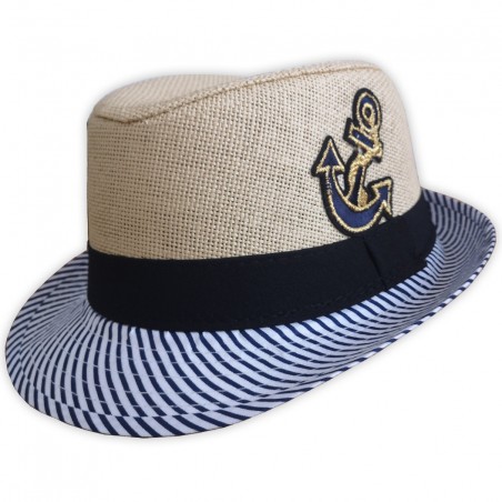 Dětský plážový klobouk s proužky slámový