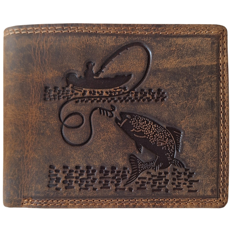 Kožená rybárska peňaženka Rybár na love