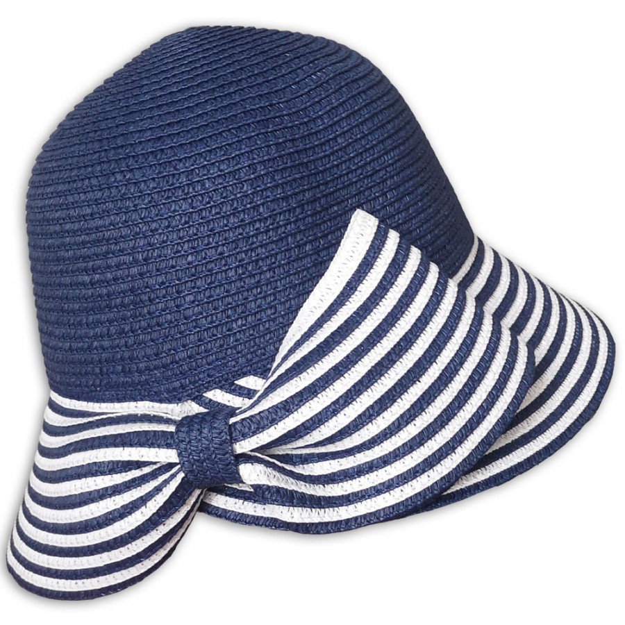 Dámsky klobúčik s prúžkami, modrý